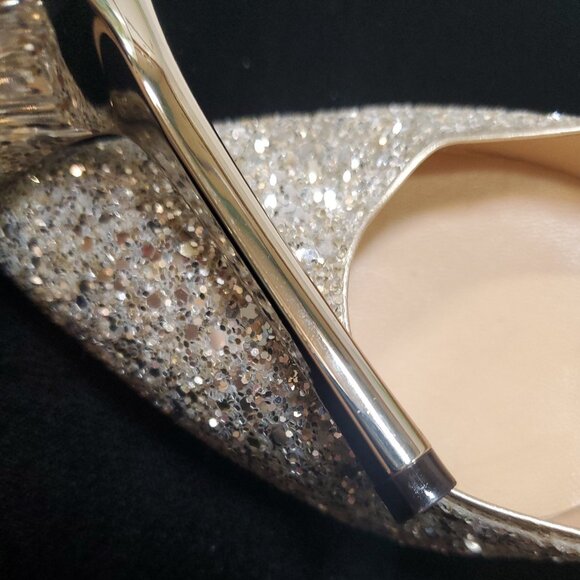 Jimmy Choo Romy Stilletto 85/100mm Champagne Glitter Pointed-Toe Pump - Picture 16 of 16